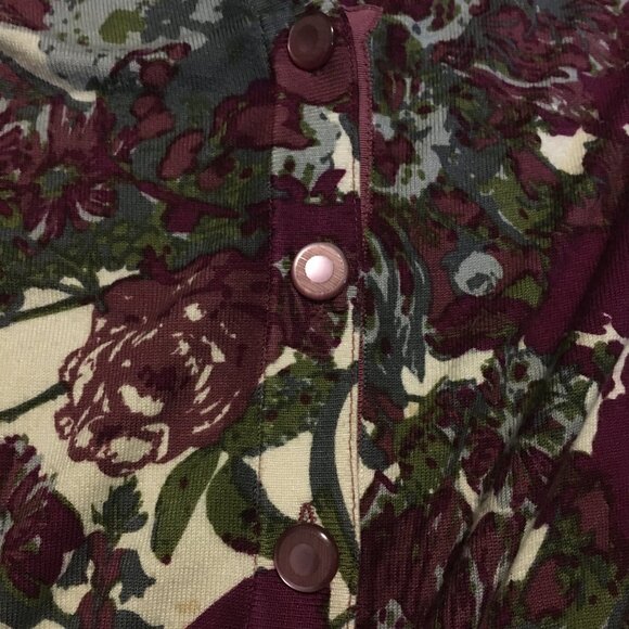 Twelve By Twelve Long Button Down Floral Cardigan With Puff Sleeves - Picture 6 of 13